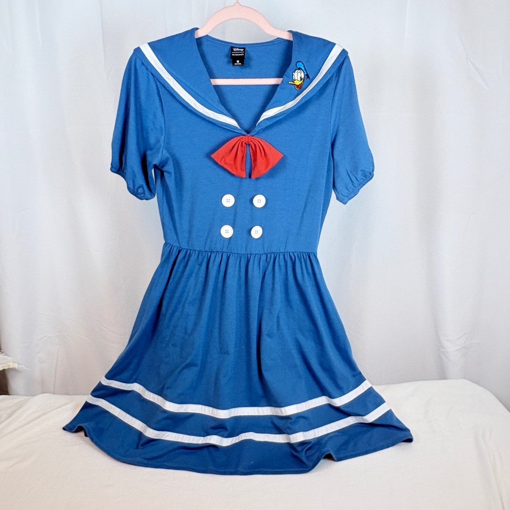 Disney Her Universe Donald Duck Embroidered Sailor Dress Blue White Cosplay M